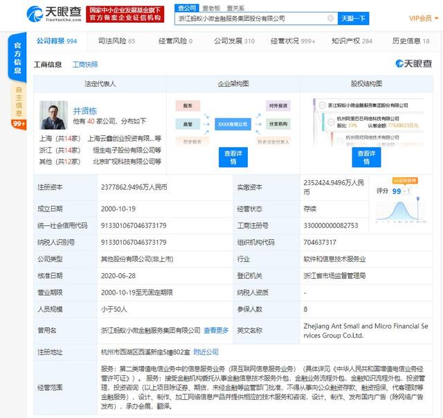 螞蟻集團(tuán)注冊(cè)資本增加2.55億元，機(jī)構(gòu)委托服務(wù)布局加速
